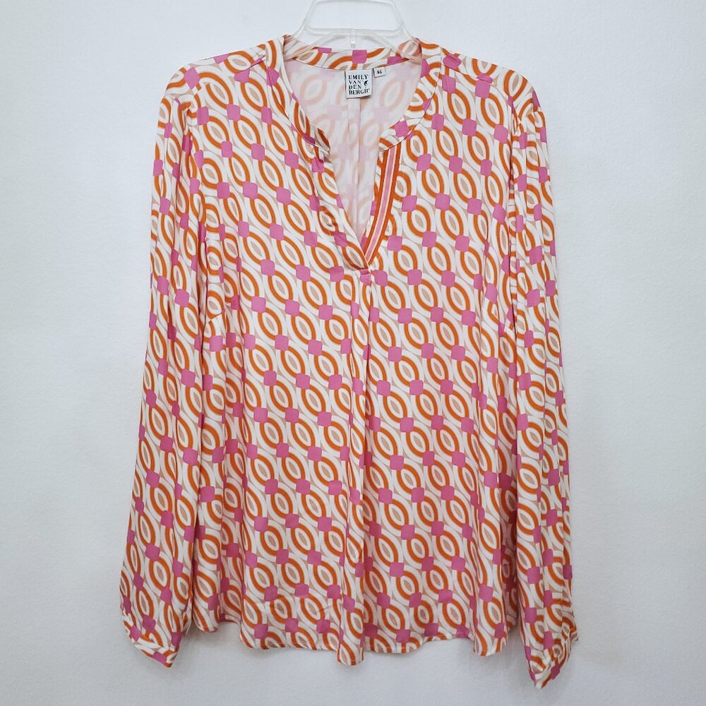Emily Van Den Bergh Lightweight Spring Bohemian Blouse Long Sleeve V-Neck 46
